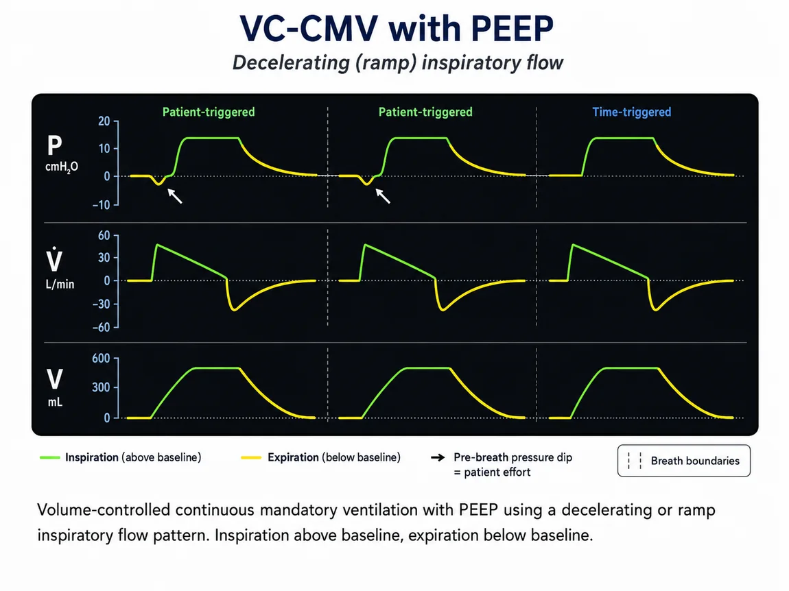 VC-CMV with PEEP · decelerating flow
